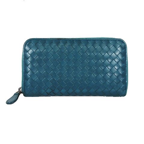 ボッテガヴェネタ Bottega Veneta イントレチャート 長財布 ウォレット ラウンドファスナー ジップ 青緑系 ブルーグリーン メンズ レディース 095 ベクトルパーク