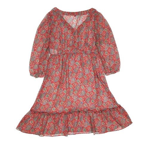 22オクトーブル 22 Octobre 薄地 花柄 チュニック ワンピース ミニ丈 7分袖 赤 レッド サイズ38 レディース 095 ベクトルパーク