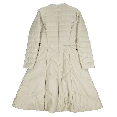 ルネ Rene ノーカラー 中綿 コート ジャケット ロング丈 フレア ダブルカメリアジップ 2018年製 6838440 サイズ34 ベージュ系 レディース 095 202108190643 ベクトルパーク