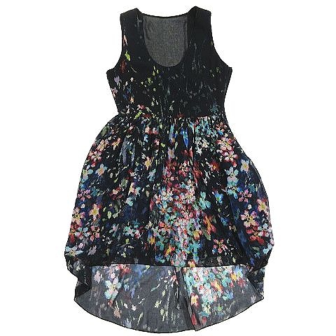 ザラウーマン Zara Woman 総柄 ノースリーブ ワンピース ドレス カットソー 膝丈 ハーフ サイズxs 黒 ブラック マルチカラー 18 A10 レディース 095 ベクトルパーク