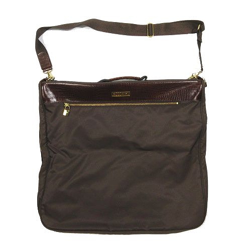 モスキーノ Moschino スーツカバー ショルダーバッグ クロコ型押し レザー ナイロン ゴールド金具 茶色 ブラウン メンズ レディース I12 メンズ レディース 095 ベクトルパーク