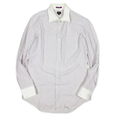 ポールスミス Paul Smith ストライプ柄 ワイシャツ ドレスシャツ 長袖 ワイドカラー サイズm ピンク A02 メンズ 095 ベクトルパーク