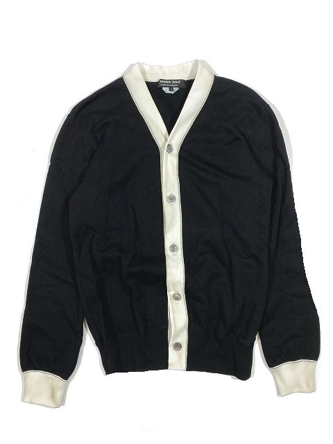 13AW コムデギャルソンオムドゥ COMME des GARCONS HOMME DEUX スウェット地 リブ パイピング カーディガン トップス 長袖 黒 ブラック サイズS DL-T009 メンズ