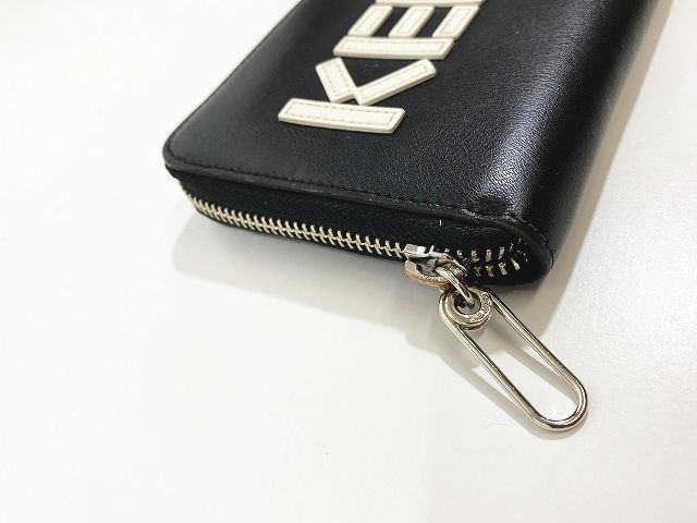 ケンゾー Kenzo ロゴ入り レザー ラウンドファスナー ウォレット 長財布 Kenzo Paris Lng Prse Ld00 黒 ブラック メンズ レディース 095 ベクトルパーク