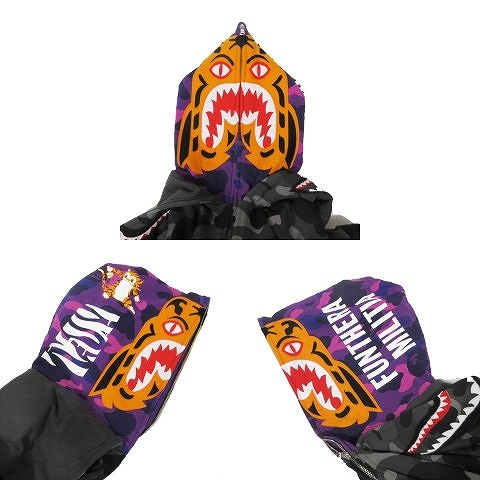 39 割引 返品交換不可 アベイシングエイプ A Bathing Ape Colour Camo Tiger Shark Wide Full Zip Hoody カモ タイガー シャーク バーカー M グレー 9 メンズ ジャケット 上着 メンズファッション Europeancubicles Com