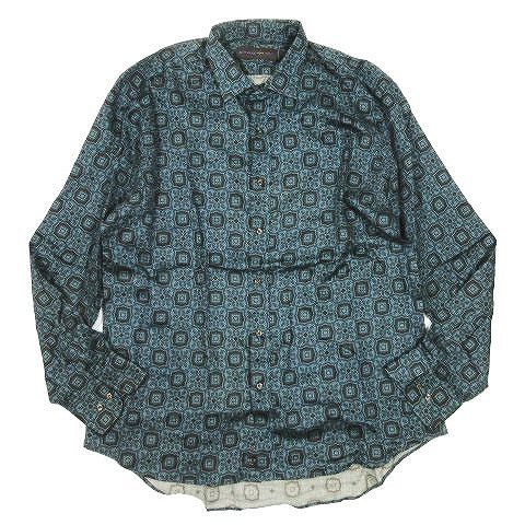 エトロ Etro 総柄 シャツ ドレスシャツ 長袖 幾何学模様 トップス サイズ44 グリーン系 メンズ A05 095 ベクトルパーク