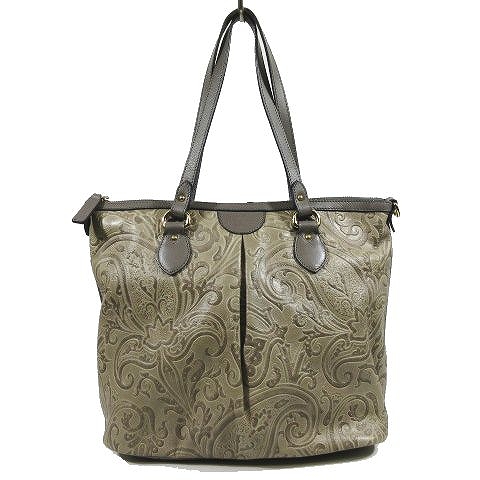 エトロ Etro マルゴット トートバッグ ショルダーバッグ 肩掛け ペイズリー柄 エンボス レザー グレー系 メンズ レディース A05 095 ベクトルパーク