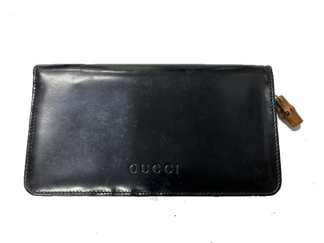 グッチ GUCCI バンブー オールドグッチ Vintage ヴィンテージ ラウンドファスナー 長財布 オーガナイザー 黒 ブラック メンズ レディース 035.203887.28839 ▲A6