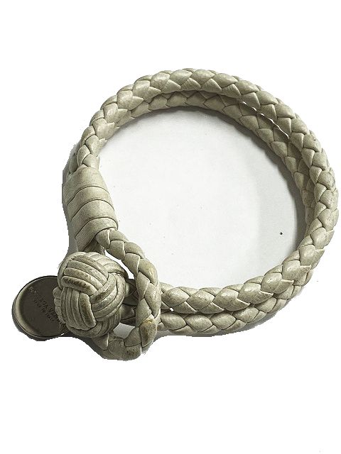 ボッテガヴェネタ Bottega Veneta イントレチャート レザー 2連 ブレスレット アクセサリー 白 ホワイト メンズ レディース 095 ベクトルパーク