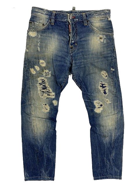 10AW ディースクエアード DSQUARED2 リペア ダメージ加工 スリム 売り切れ ディースクエアード 44 ダメージデニム ジーンズ デニム/ジーンズ