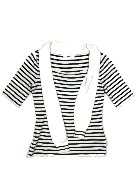 ルネ Rene ボーダー柄 コットン ニット ボウタイ プルオーバー トップス 半袖 ホワイト 白 サイズ34 レディース 095 2303 ベクトルパーク ルネ Rene ボーダー柄 コットン ニット ボウタイ プルオーバー トップス 半袖 ホワイト 白 サイズ34 レディース 095 2303 ベクトルパーク