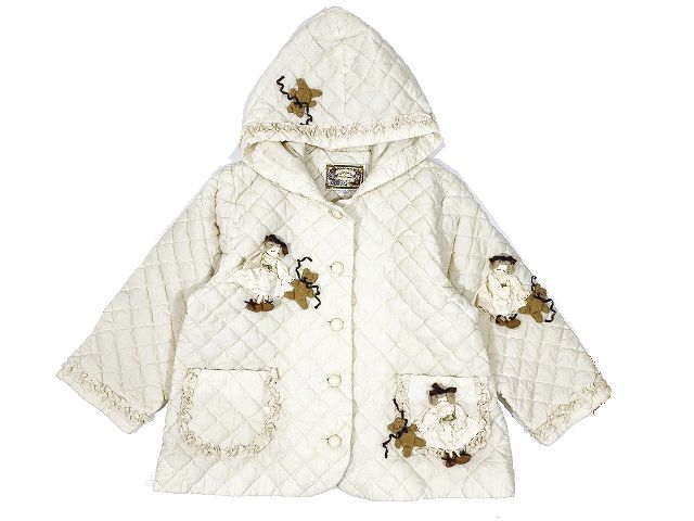 アルベロベロ ALBEROBELLO olleborebla キッズ ジュニア 子ども服 キルティング フリル装飾 アップリケ付き ジャケット アウター 白 ホワイト サイズ130 ▲A8