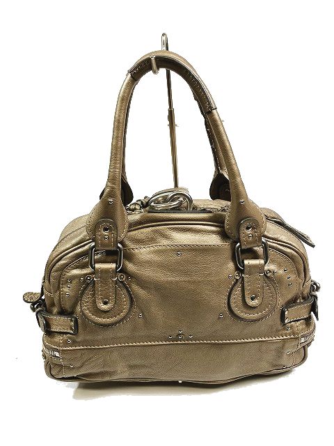 クロエ CHLOE シャンパンゴールド パディントン レザー ハンドバッグ ...