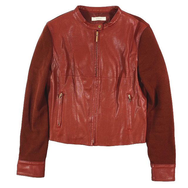 美品 エポカ EPOCA ニットコンビ レザー ライダースジャケット  