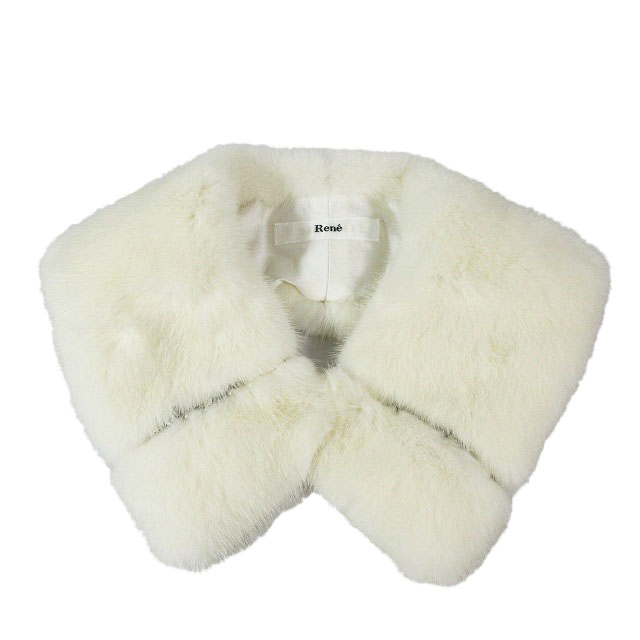 美品 ルネ Rene ティペット ミンクファー マフラー 毛皮 ビジュー 装飾 