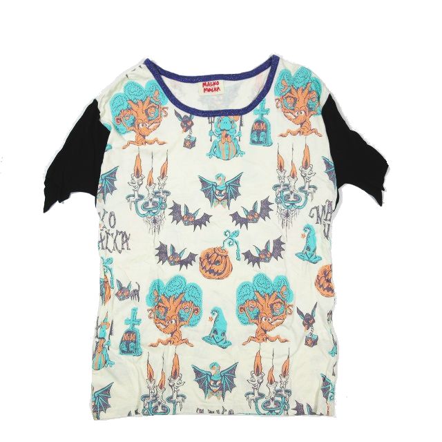 マルコマルカ MALKOMALKA Tシャツ カットソー ハロウィン プリント 総 