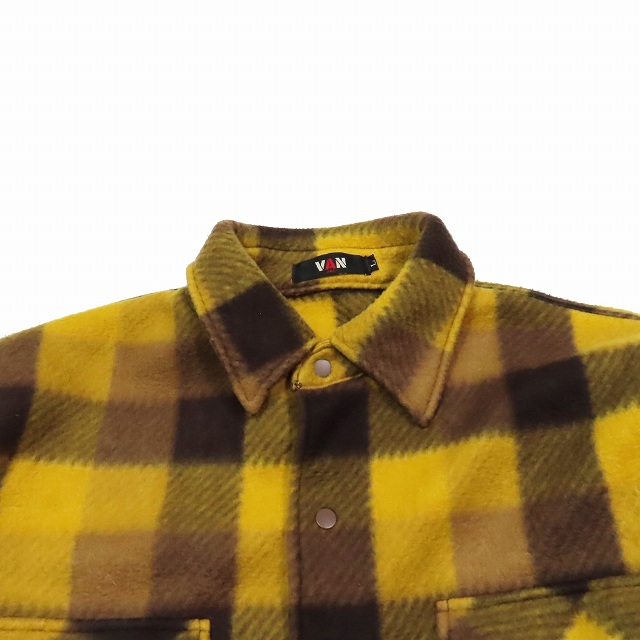 【新品】VANSON イエロー ブラック チェック メンズシャツ Lサイズ ヴァン ヂャケット VAN JAC チェック シャツジャケット ブルゾン