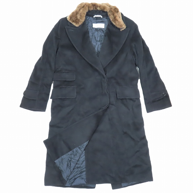 マックスマーラ MAX MARA 白タグ 毛皮ファー衿 ウール カシミヤ 
