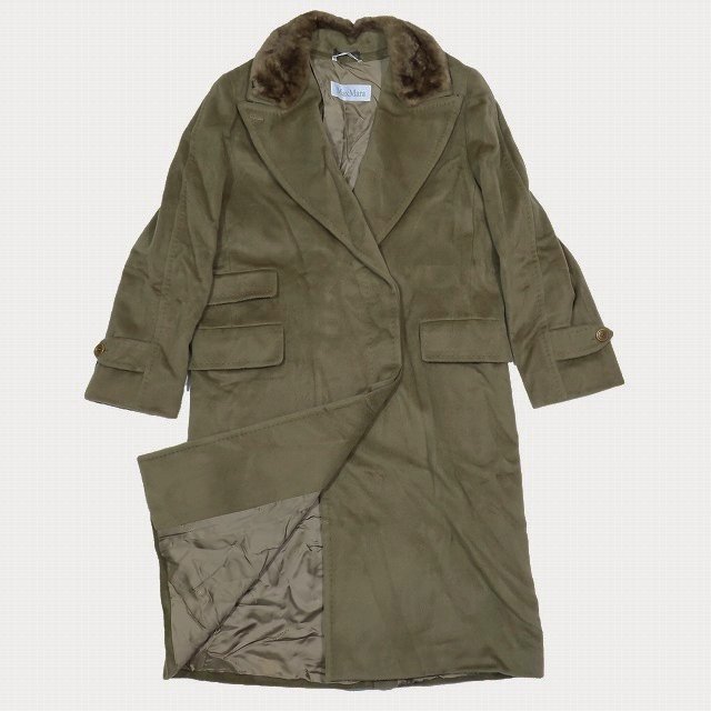 マックスマーラ MAX MARA 白タグ リアルファー衿 ウール カシミヤ  