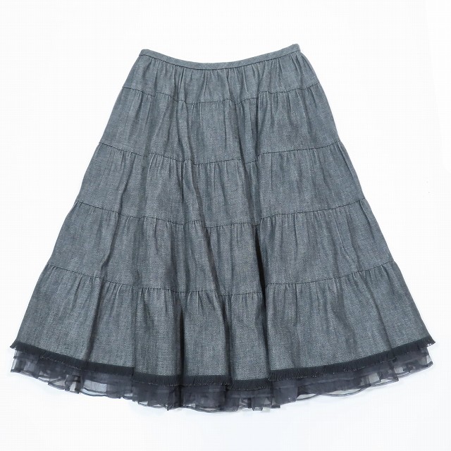 美品 フォクシー ブティック FOXEY BOUTIQUE デニム フレアスカート 