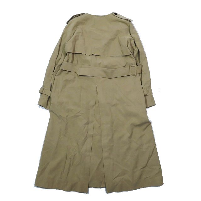 Dessin de Mode　バックプリーツトレンチワンピース　M相当　カーキ Dessin de mode/デッサンデモード】ノーカラトレンチコート 5DCT