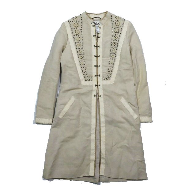 クロエ CHLOE ロング ジャケット コート 装飾 ビジュー アウター 