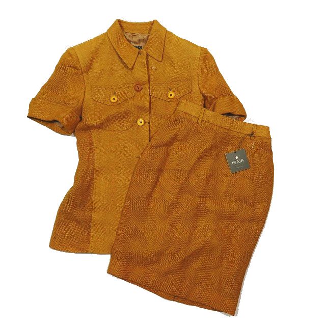 未使用品 イザイア ISAIA スーツ セットアップ 半袖ジャケット 膝丈 