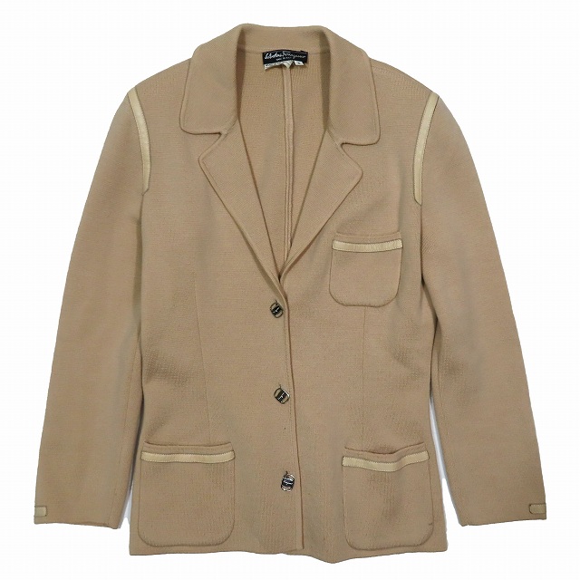 美品 サルヴァトーレフェラガモ Salvatore Ferragamo レザーパイピング 