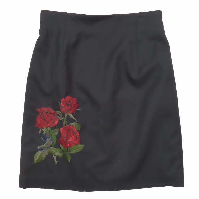 美品 18AW ロイスクレヨン Lois CRAYON バラ刺繍 タイトスカート  