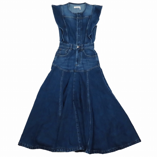 美品 22SS クロエ CHLOE デニム ノースリーブ ワンピース ドレス 