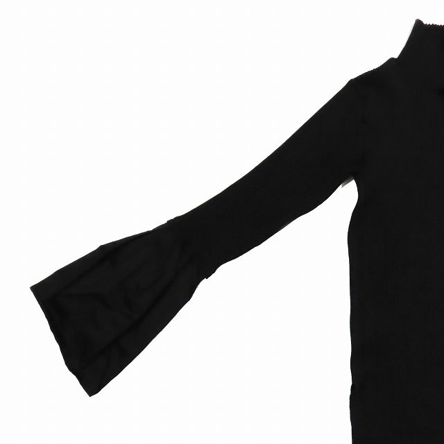 極美品 23AW アウラアイラ AULA AILA FLARE SLEEVE KNIT リブニット セーター 長袖 フレアスリーブ ハイネック カットソー 0 黒 1234-09010 極美品 23AW アウラアイラ AULA AILA FLARE SLEEVE KNIT