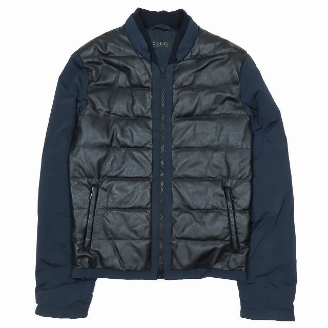 プラダ PRADA レザー切替 ダウンジャケット ブルゾン アウター MA-1  