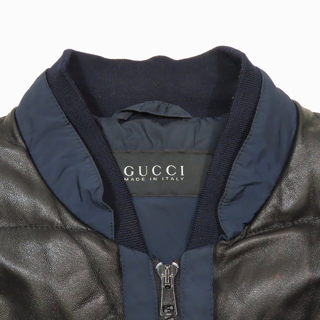 プラダ PRADA レザー切替 ダウンジャケット ブルゾン アウター MA-1 