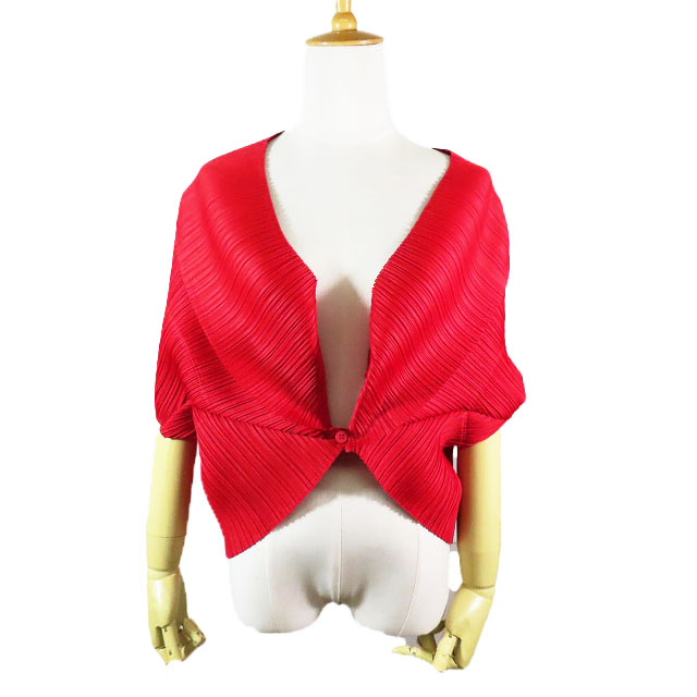 プリーツプリーズ 赤ボレロ プリーツプリーズ ボレロ フルーツ柄