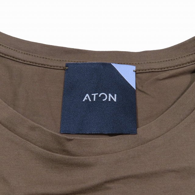 ATON パープル＆カーキ　半袖Tシャツ アットワン atONE ダブルフロント半袖Tシャツ （Vネック カーキ