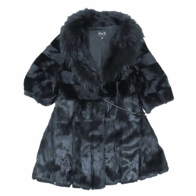 P&T furs ラビットファー ラクーンファー衿 本毛皮 リアルファー 