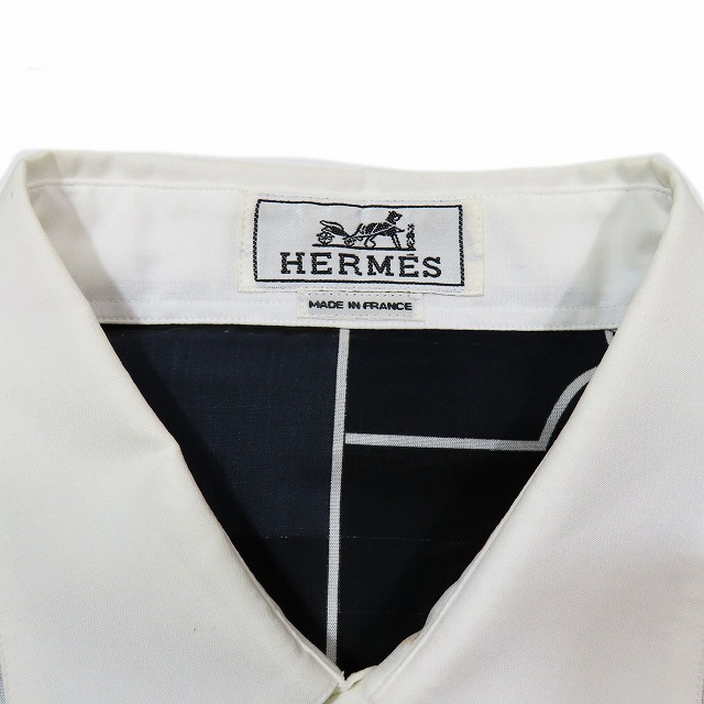 エルメス HERMES スポーツバックプリント 切替 ドレスシャツ 