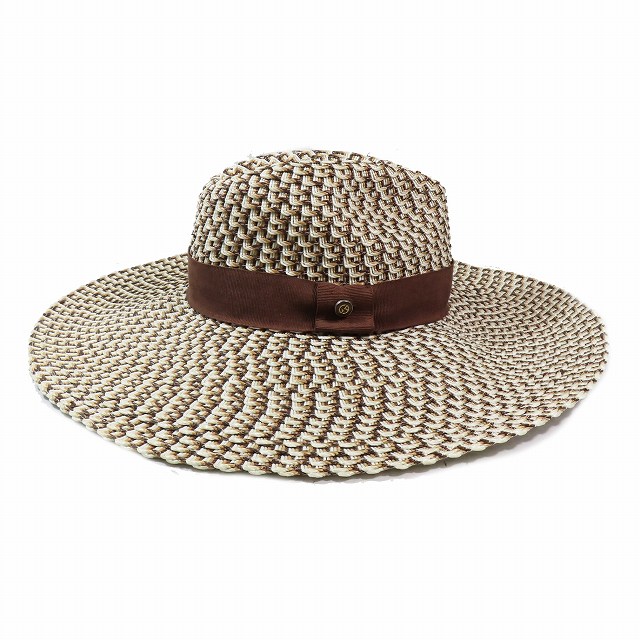 ジョルジオアルマーニ GIORGIO ARMANI ストローハット 中折れ つば広帽 