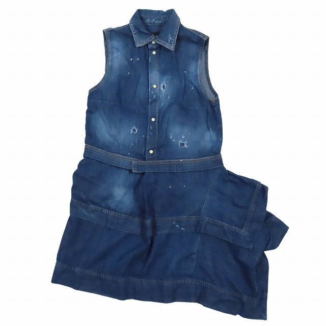 ディースクエアード DSQUARED2 クラッシュ デニム シャツドレス  