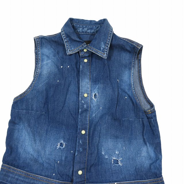 ディースクエアード DSQUARED2 クラッシュ デニム シャツドレス  