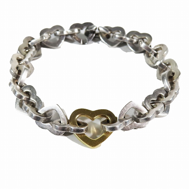 中古】TIFFANY/ティファニー 925/14KT 程よく ハート コンビ バングル 