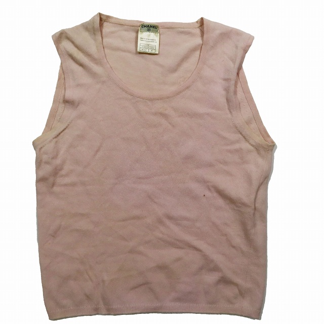 03P シャネル CHANEL カシミヤ100% ニット ベスト ノースリーブ 薄  