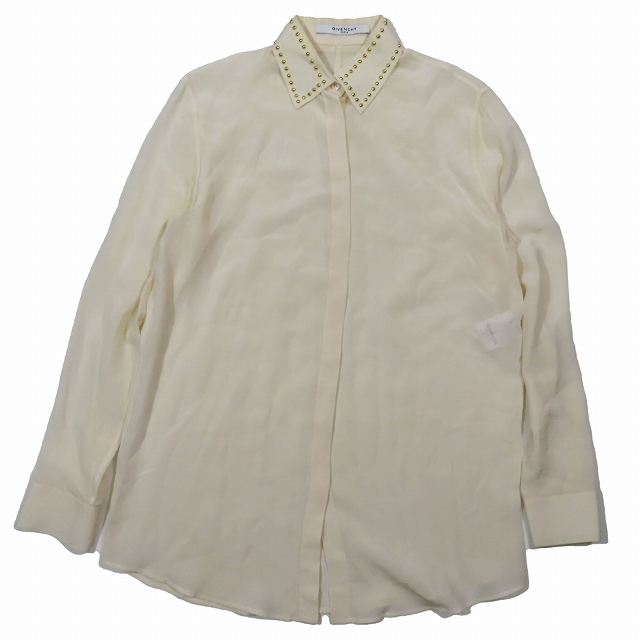 GIVENCHY◆長袖シャツ/38/シルク/KHK ジバンシィ GIVENCHY シルク スタッズ シャツ トップス 長袖