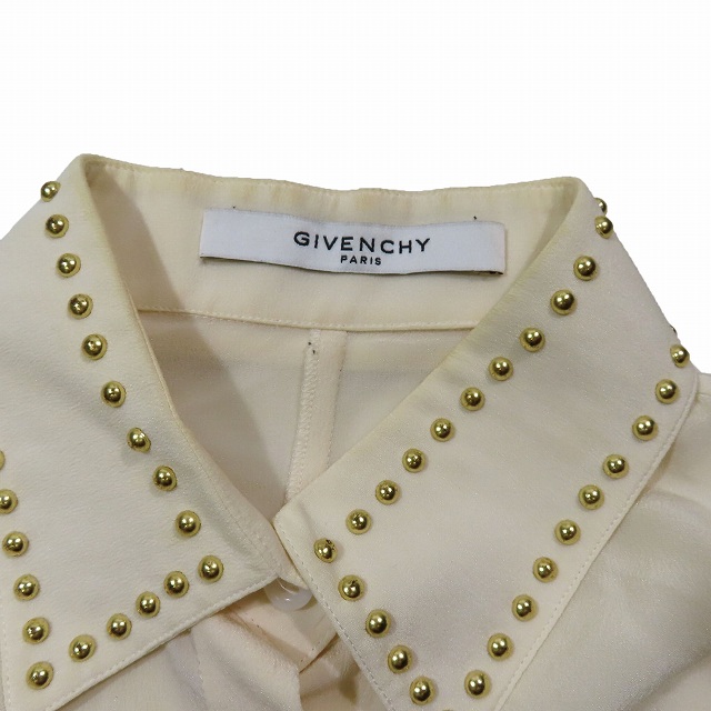 GIVENCHY◆長袖シャツ/38/シルク/KHK ジバンシィ GIVENCHY シルク スタッズ シャツ トップス 長袖