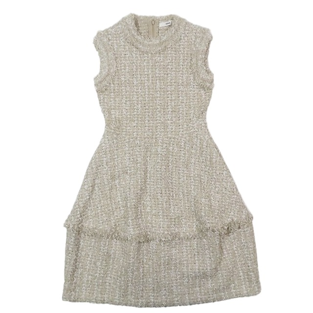 美品 20aw ルネ Rene リボン ツイード ワンピース ノースリーブ ニット
