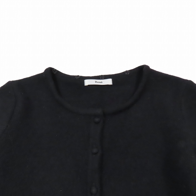 René - 17AW ルネ Rene ニット カーディガン 長袖 34 黒 6742330 17AW ルネ Rene ニット セーター カーディガン 長袖 クルーネック