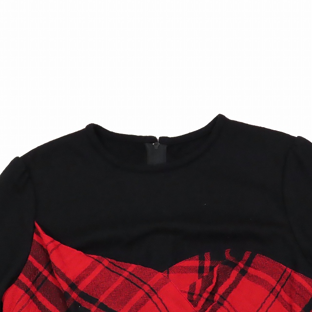 19AW ボーダーズアットバルコニー BORDERS at BALCONY 七分袖 ウール カットソー ラウンドネック ビスチェデザイン タータンチェック柄 36 19AW ボーダーズアットバルコニー BORDERS at BALCONY 七分袖