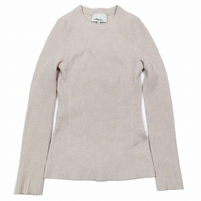 3.1 フィリップリム 3.1 phillip lim リブニット セーター クルーネック 長袖 カットソー XS ライトベージュ/8YBA11 レディース 3.1 フィリップリム 3.1 phillip lim リブニット セーター