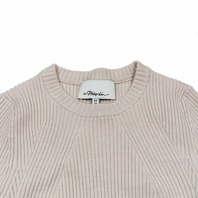 3.1 フィリップリム 3.1 phillip lim リブニット セーター クルーネック 長袖 カットソー XS ライトベージュ/8YBA11 レディース 3.1 フィリップリム 3.1 phillip lim リブニット セーター