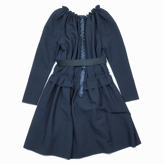 ランバン LANVIN ワンピース フリル フレアスカート ハーフ 膝丈